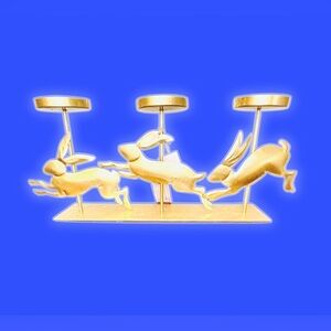 Elegant Gold Running Bunnies Candle Holder by Cupcakes & Cashmere